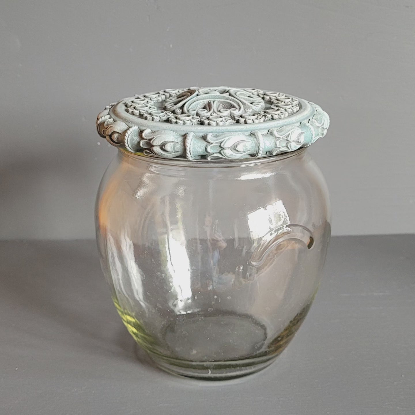 Glas blau-grün